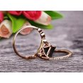 thumbnail image 3 of 2.25 Carat Princess Cut Black Diamond Moissanite 10k Rose Gold Wedding Set Engagement Ring Art Deco Stacking Matching Wedding Band, 3 of 6