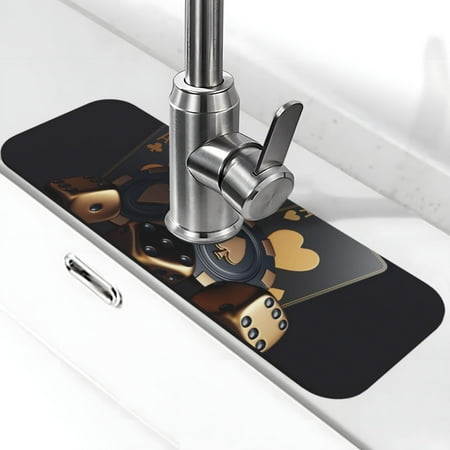 

Xecao Casino Cards Poker for Kitchen Sink Splash Guard Faucet Mat Faucet Guard & Draining mat (15 X 5.5 )