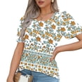 thumbnail image 6 of Viikei Women's Summer Casual Tops Round Neck,Ladies' Casual Short Sleeved Loose Round Neck Floral Print Top Multicolor XL, 6 of 7
