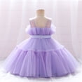 thumbnail image 6 of TAGOLD Toddler Girls Net Yarn Embroidery Rhinestone Bowknot Birthday Party Gown Long Dresses Purple 18-24Months, 6 of 6