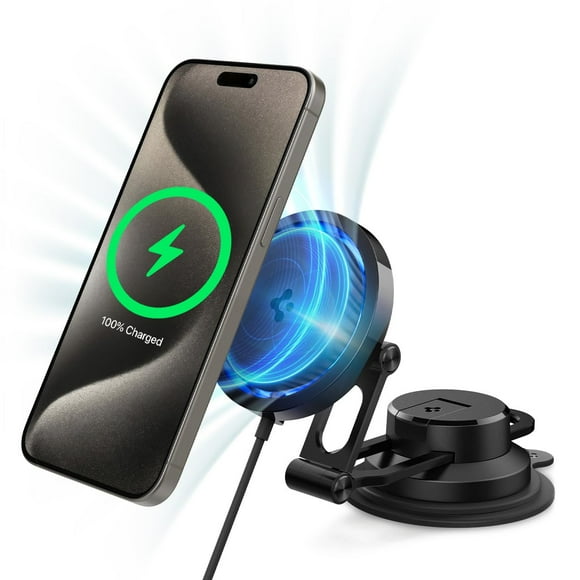 Spigen OneTap Pro 3 Cryomax (Fast Charging with Ultra-Quiet Noiseless Cooling) Wireless MagSafe Car Mount Charger Dashboard Designed for iPhone 16 Pro Max, 16 Pro, 16 Plu