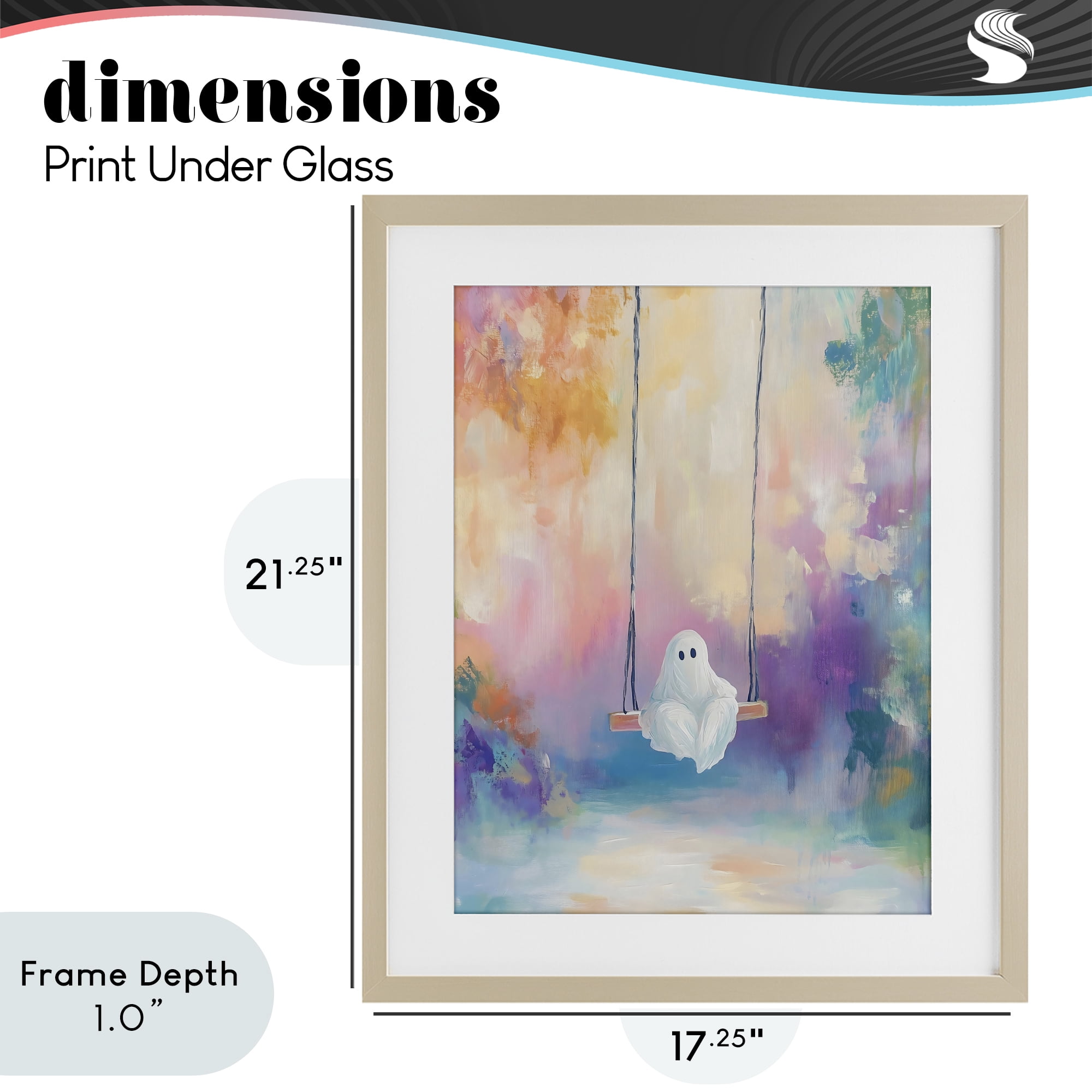 Stupell Industries Watercolor Ghost on Swing Birch Framed Print Under Glass, design by The Prints Vibe