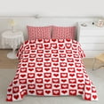 thumbnail image 2 of Manfei Cartoon Loves Bedding Comforter Set,Geometric Plaid Grid Twin Comforter Sets,Red White Bedding Set For Girls Kids,Ultra Soft Home Decor Reversible,2pcs, 2 of 8