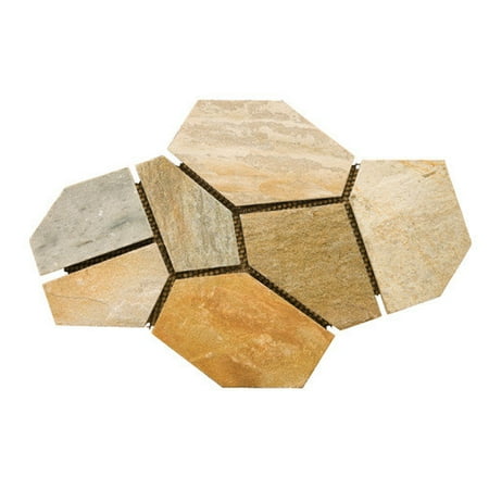 Emser Tile Natural Stone Random Sized Slate Mosaic in Golden Sand