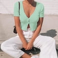thumbnail image 1 of New Women's Sexy Button Knitted Short Sleeve Ribbed Top Vintage Tank Tops, 1 of 6