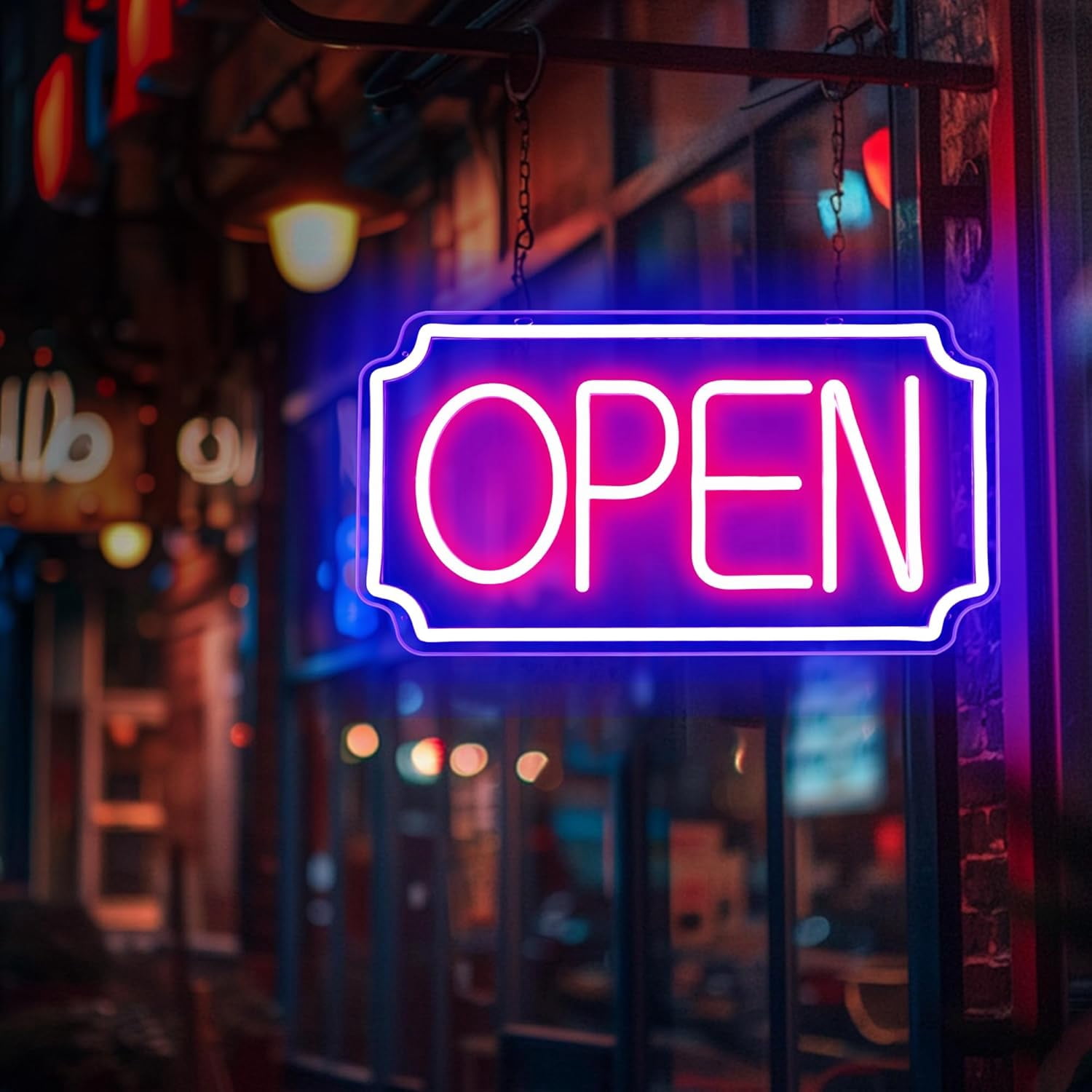 Open Signs for Business, Light Up LED Neon Open Sign for Business Window Storefront, Lighted Open Lights for Retail Bar Cafe Bakeries Barber, Eletric Powered 16 inch