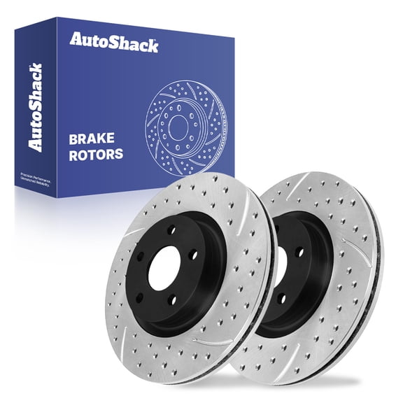 AutoShack Front Brake Rotors for Ford, Escape 2013-2019 C-Max 2013-2017, FWD AWD L4 1.5L 1.6L 2.0L 2.5L - E-Coated Drilled & Slotted - ShadowGuard - 11.81" (300 mm), 5-Lug