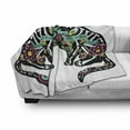 thumbnail image 3 of Day of the Dead Soft Flannel Fleece Throw Blanket, Skeleton Cats Celebration Theme Spanish Art Print, Cozy Plush for Indoor and Outdoor Use, 50" x 60", Turquoise White, by Ambesonne, 3 of 6