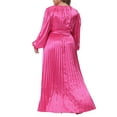 thumbnail image 3 of Agnes Orinda Women's Plus Size Maxi Dresses Lantern Long Sleeve Flowy Swing Pleated Maxi Dresses 3X Hot Pink, 3 of 6