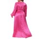 thumbnail image 3 of Vestidos maxi de mujer de tallas grandes Agnes Orinda, vestidos maxi de manga larga con linterna, fluido, con pliegues, 2X, rosa intenso, 3 of 6