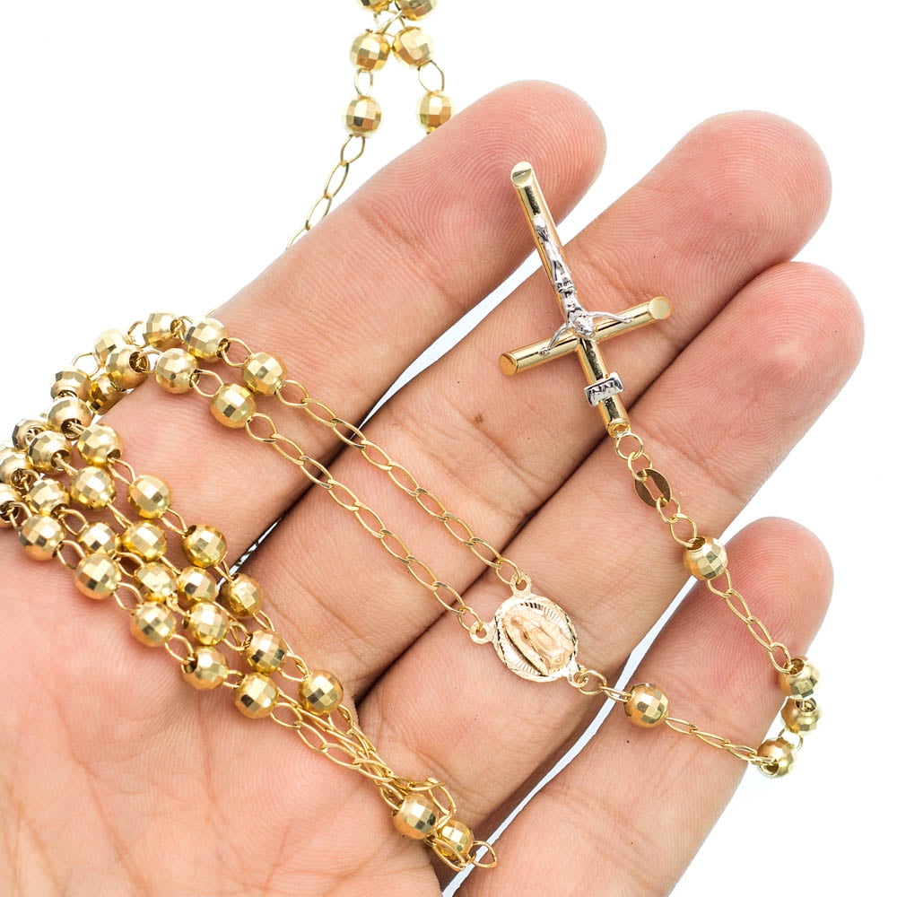 Solid 14K Yellow Gold Mens 5 mm Rosary Link Chain 14.23 gram Necklace 28 in by J&H Jewelers