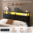 thumbnail image 2 of Aheaplus Full Size Bed Frame - Storage Headboard Bed with Sliding Doors, LED Lights & USB Charging Station, Metal Platform Bed Frame, No Box Spring Needed, Black, 2 of 7