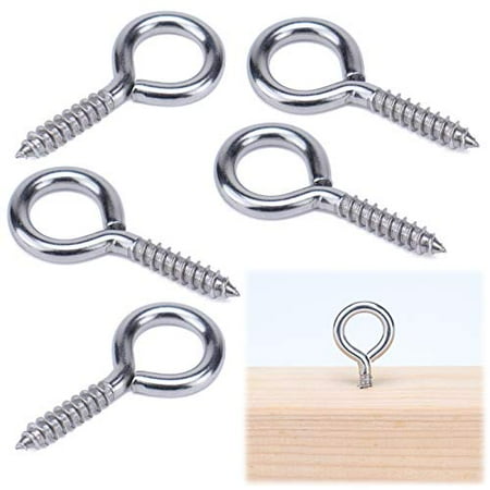 

Muzata T316 Stainless Steel Eye Shape Screws Heavy Duty Screw Eyes for Metal Hook Wood Terminal Ring Eyelet Hooks Hammock Stand Self Tapping Screws M6 Eye Bolt 30Pack CN24 HN2