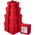 thumbnail image 1 of Square Gift Boxes with Lids for Presents Small Red Gift Boxes with Clear Window Nesting Gift Boxes Set of 4 Flower Boxes for Arrangements, Mother's Day, 1 of 5