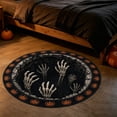 thumbnail image 5 of 3D Trap Halloween Circular Carpet – Skeleton Mummy Web Depth Illusion Rug, Soft Polyester Floor Mat for Bedroom Entrance, Non Shedding Holiday Decor Foot Pad, 5 of 6