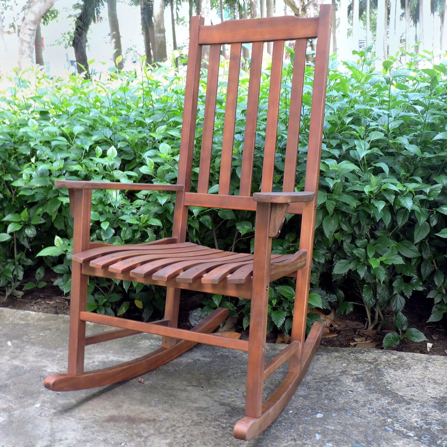 Northbeam Indoor Outdoor Acacia Wood Traditional Rocking Chair, Natural Stained - image 3 of 5