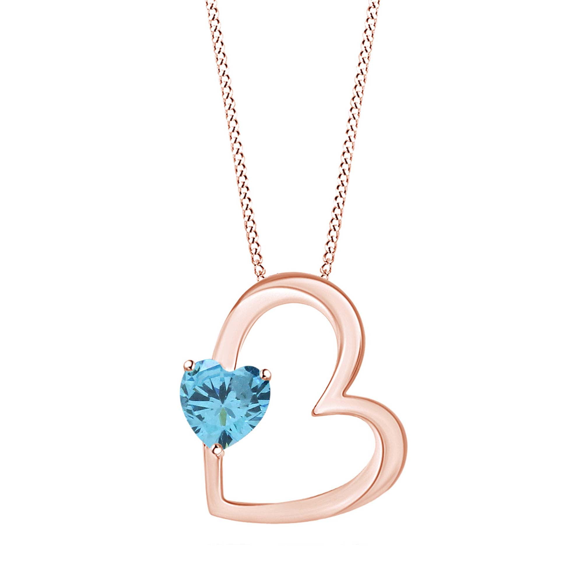 Wishrocks Aquamarine /& Cubic Zirconia Halo Circle Pendant Necklace Sterling Silver