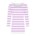 thumbnail image 7 of Guieoi Womens Tops Plus Size Women's Trendy Casual Non Positioning Printed Square Neck Three-Quarters Sleeved Purple, 7 of 7