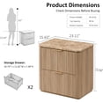 thumbnail image 7 of Hvoonc 2 Drawer Nightstand, 24" Tall Fluted Bedroom Bedside Table with Storage, Faux Marble Top, 2" Thick Side Panels, Natural Oak, 7 of 7