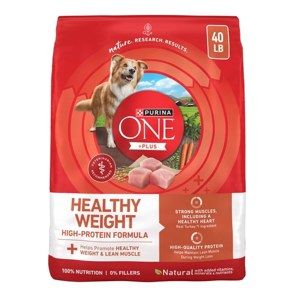 Purina One  Plus Dry Dog Food High Protein Healthy Weight, Real Turkey 40 lb Bag