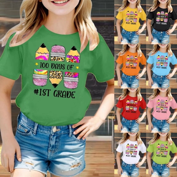 Girls T Shirts 7-8 Solid Color Short Sleeve Loose Soft Blouse T-Shirt Active Fit Back To School Clothes for Girls Vacation Summer Blouse for Girls
