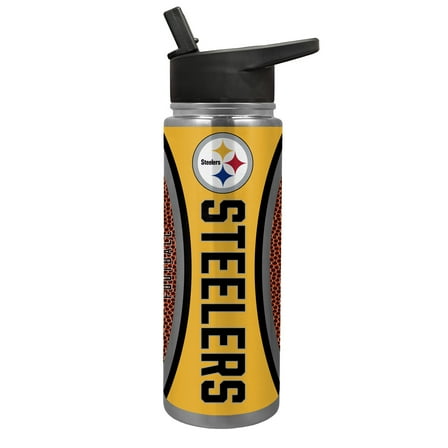 Pittsburgh Steelers 24 ounce vacuum insulated stainless steel waterbottle with Gameball graphic