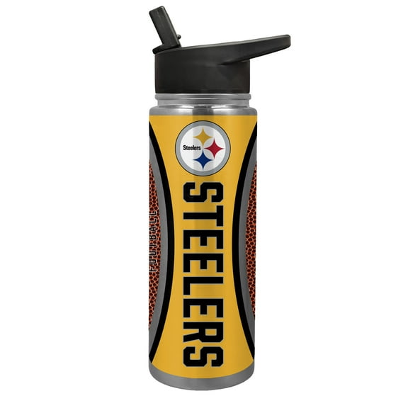 Pittsburgh Steelers 24 ounce vacuum insulated stainless steel waterbottle with Gameball graphic