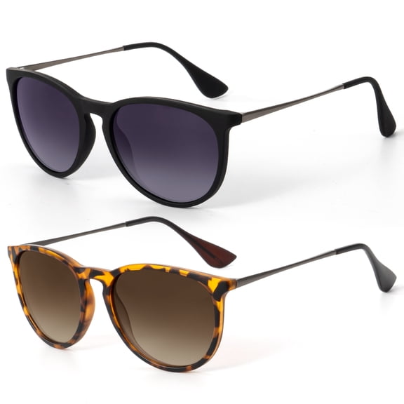 KALIYADI Sunglasses Womens Polarized Womens-Sunglasses: Trendy Sun Glasses with UV400 Retro Style for Party Beach Shopping（2 Pack)