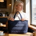 thumbnail image 4 of Bolso de hombro acolchado para mujer, bolso de mano impermeable con múltiples bolsillos, bolso para portátil, para el trabajo, el gimnasio, 4 of 8