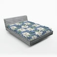thumbnail image 2 of Ambesonne Flower Fitted Sheet, Summer Floral Print Garden, California King, Ceil Blue Green and Cream, 2 of 5