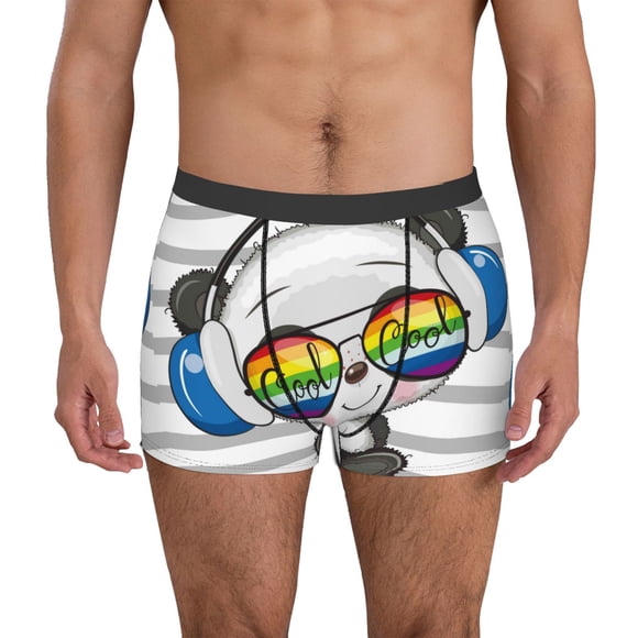 Saiise Panda with Sun glasses Print Men’s Boxer Briefs, Soft and Comfortable Underwear with Moisture-Wicking Fabric for All-Day Wear-Medium