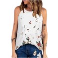 thumbnail image 1 of Moda para mujer cuello redondo cuello halter estampado chaleco un hombro sin mangas Tops Fridja qr4199, 1 of 4