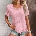 thumbnail image 2 of kaondbfi Summer Tops for Women Lace Crochet Embroidery Crewneck T Shirts Casual Short Sleeve Elegant Work Blouses Womens Essentials Fashion Clothing, 2 of 5