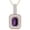 Simulated Amethyst, variant on Emerald Shape Simulated Peridot Halo Pendant Necklace In 14K White Gold Over Sterling Silver
