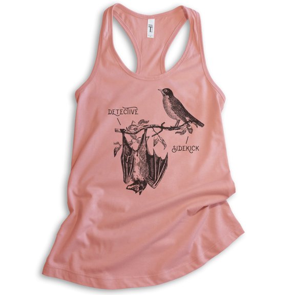 Detective & Sidekick Tank Top, Ladies Racerback Tank Top, Superhero Tank, Detective Tank, Funny Super Hero, Desert Pink, X-Large
