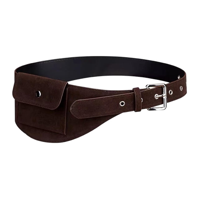 Cinturón de gamuza para mujer, regalo, cinturón gótico para viajes, pantalones vaqueros y pantalones. Café