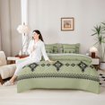 thumbnail image 4 of Erosebridal Western Aztec Geometric 7pcs Bedding Comforter Set,Green Black Queen Bedding Sets For Adult,Reversible, 4 of 7
