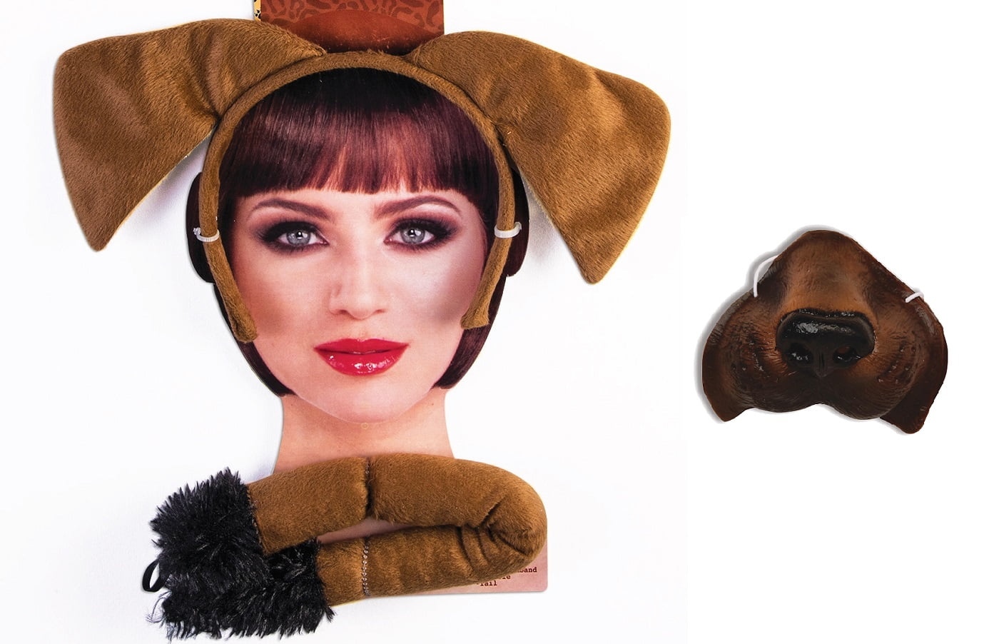 Brown Puppy Dog Kit Mini Nose Mask Ears Tail Pet Animal Costume