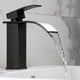 thumbnail image 1 of Grifo de lavabo en cascada negro, grifo de baño con carrete de cerámica, agua fría y caliente disponible, grifos mezcladores de lavabo para baño, 1 of 5