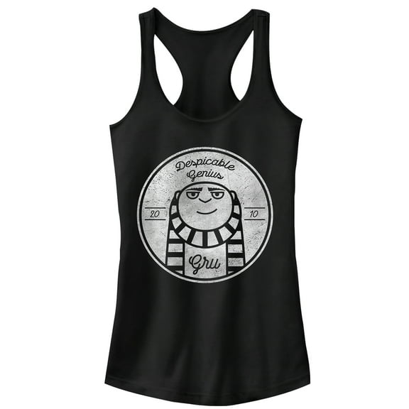 Junior's Despicable Me Gru Genius 2010 Racerback Tank Top Black X Large