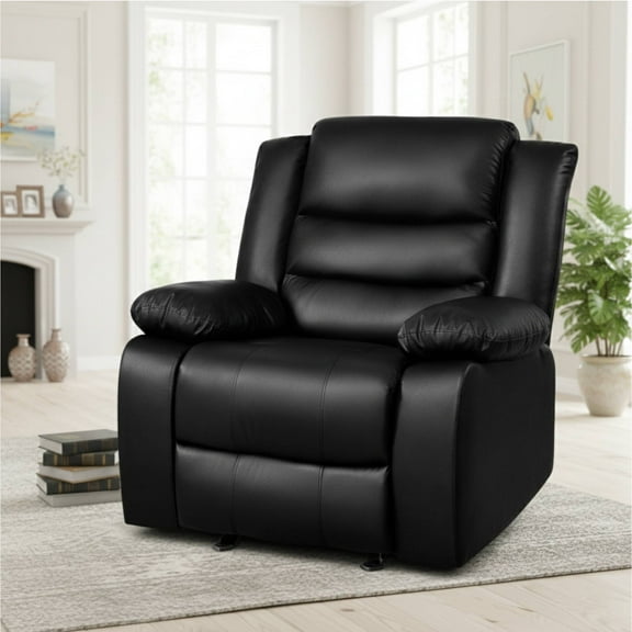 TrumanPick Recliner Chairs for Audlts, PU Leather  Rocker Recliners Small Spaces Sleeper Sofa Chair for Living Room, Black