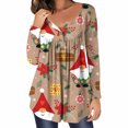 thumbnail image 1 of Puntoco Mujer Casual Navidad Impreso Jersey Cuello Redondo Manga Larga Botones Blusa tops Puntoco Puntoco-2348, 1 of 6