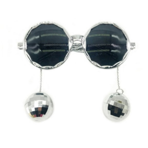 Ikeay Artificify Retro Disco Party Glasses with Pendant, Funky Sunglasses for Women Men, 70S Theme Costume Accessories (1 Pair) Black