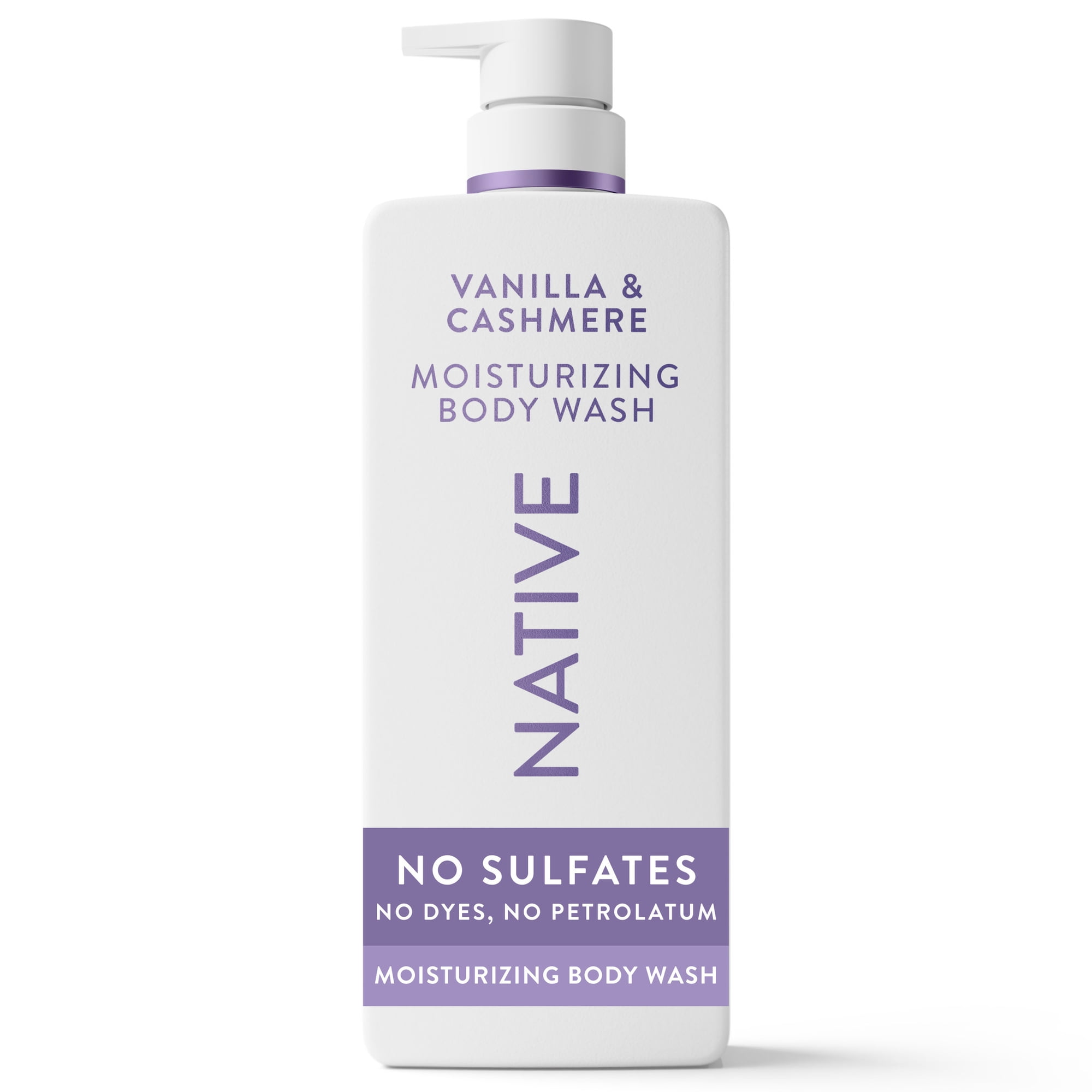 Native Moisturizing Body Wash, Sulfate Free, 24hr Moisturization with Shea Butter, for Dry Skin, Vanilla & Cashmere, 22 fl oz