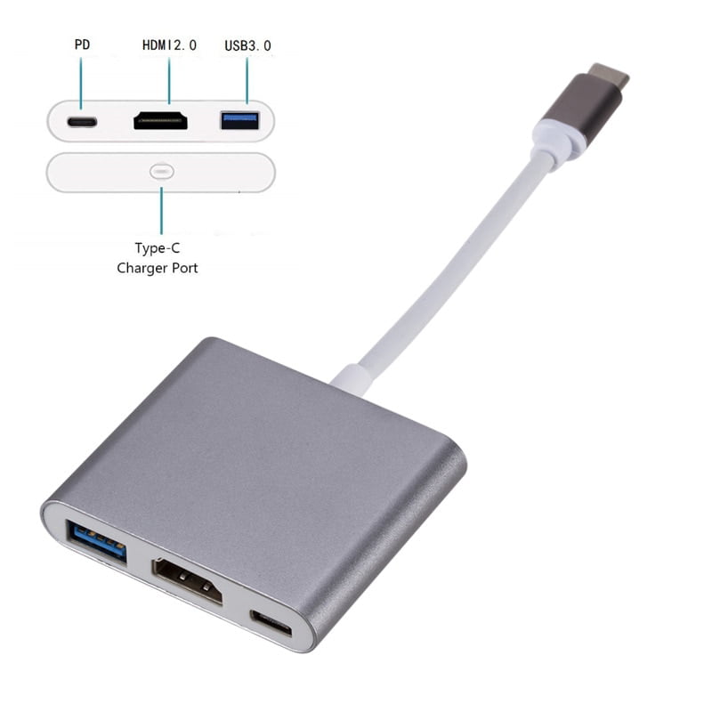 riem schrijven Huiswerk 3 In 1 Type C To Hdmi-compatible Usb 3.0 Charging Adapter Usb-c 3.1 Hub For  Mac Air Pro Huawei Mate10 Samsung S8 Plus - Walmart.com