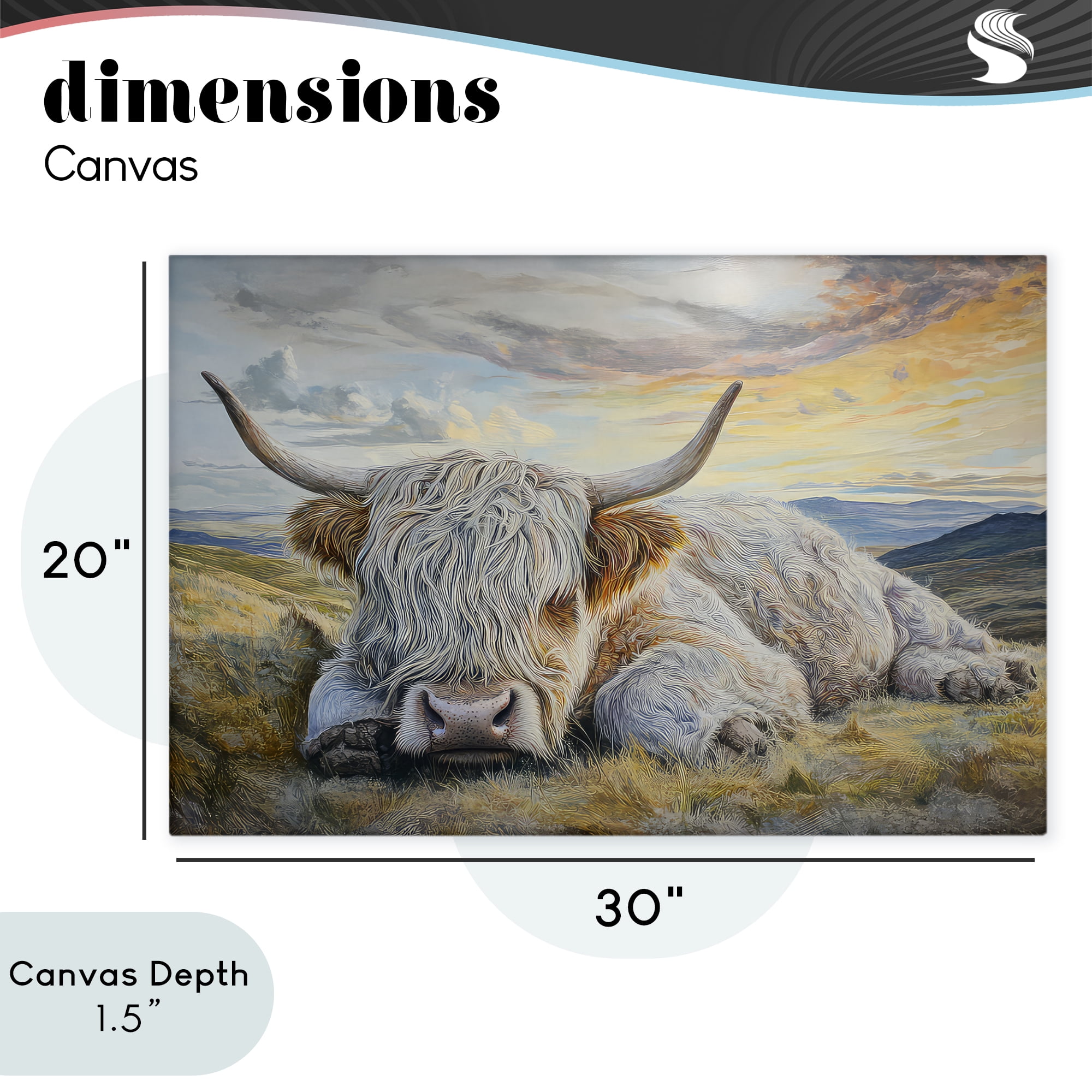 Stupell Industries Sleeping Highland Cow Pastoral Canvas Wall Art, design by The Wands Want