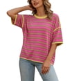 thumbnail image 2 of Diufon Women's Summer Striped Tops Casual Short Sleeve Crewneck Shirts Spring Color Block Basic Loose Blouses, 2 of 9