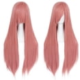 thumbnail image 2 of Peluca ANOGOL rosa sintética recta de 80 cm para disfraz de cosplay, 2 of 7