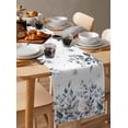 thumbnail image 6 of Blue Grey Christmas Burlap-Cotton Table Runner 70 Inches Long,Xmas Botanical Eucalyptus Leaves Snowflake Farmhouse Table Runners,Outdoor Dining Tablecloths Decor for Baby Shower Party Wedding 13x70, 6 of 9