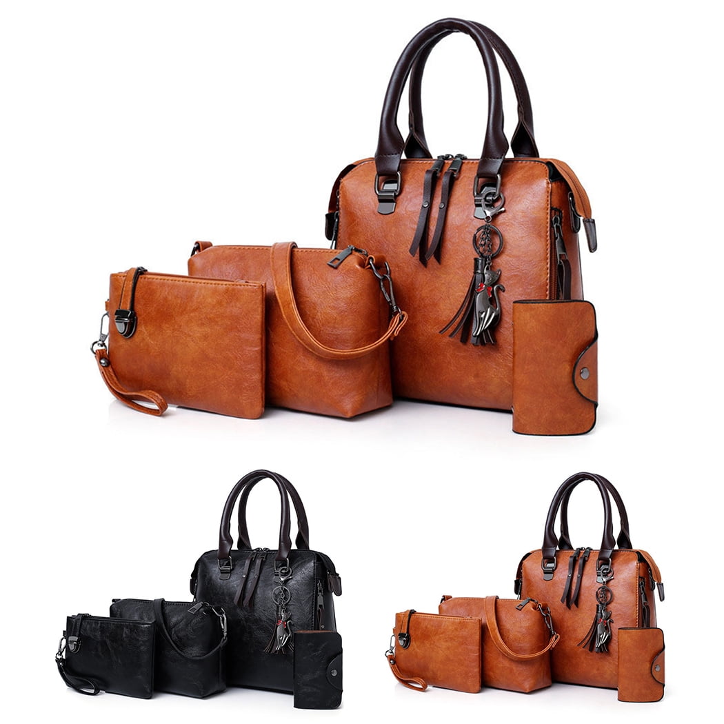 Coofit 4PCS Femmes Sac a Main Ensemble Sac a Main Sac a Main Sac a Main Sac a Bandouliere de Mode Pochette Porte Monnaie Walmart